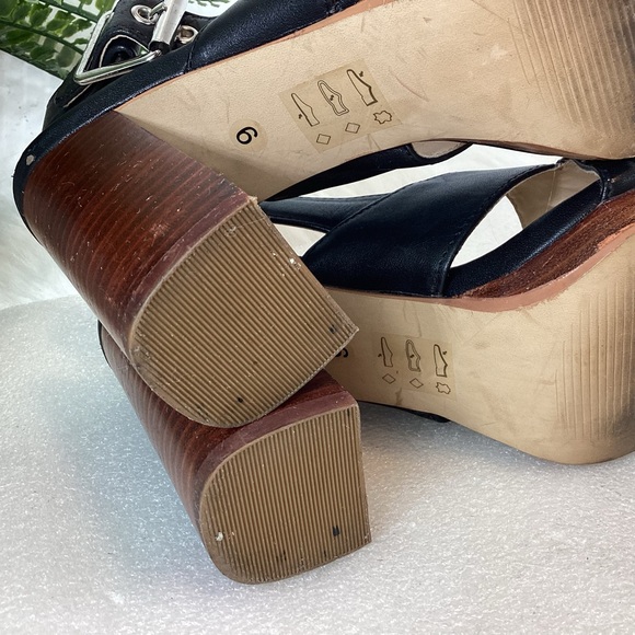SOLE SOCIETY JEANNE LEATHER SLINGBACK BLOCK HEEL SANDALS BLACK SZ 6 - Picture 11 of 11